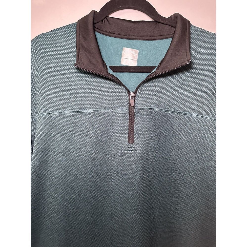 Callaway Sweatshirt Mens L ‎ Teal Quarter Zip Long Sleeve Logo Pullover Golf